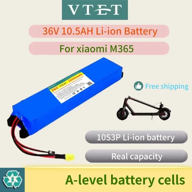 

2024 NEW 36V 10.5Ah 18650 Lithium Battery Pack DIY 10S3P 10500mah 500W Scooter M365 Ebike Power Battery with BMS Fast Charging