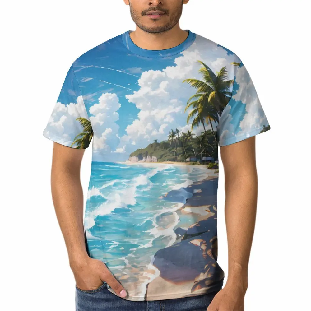 Man Fashion Coconut Trees Print T shirt Sunlight Tops Beach Tees Hawaii Clothes Clothing mans Woman T-shirt 3d Tshirts graphic