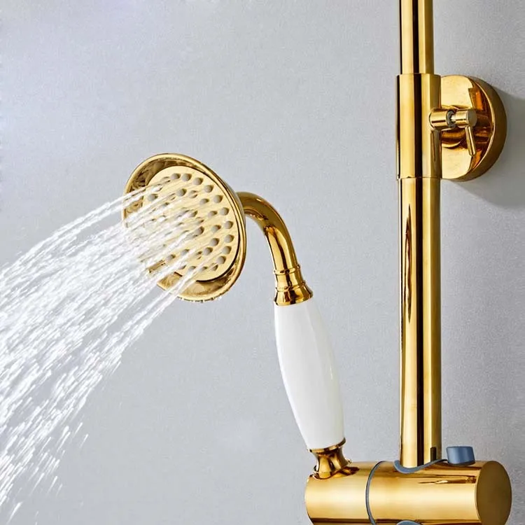 Full Brass European Swan Hot and Cold Shower Head Set Rotatable Bath Faucet Set Handheld Shower Faucet