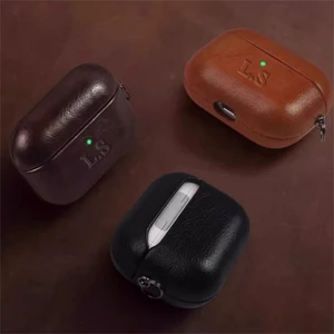 جراب سماعة أذن من جلد البقر بالشمع الزيتي ل Airpods Pro ، جلد فاخر ، حروف أولية مخصصة ، تخصيص رسالة عديمة اللون ، Airpods Pro 3 ، 2 ، 1 ، Pro 2 أفضل 10 مبيعا فاخرة يمكن التخلص منها - No6