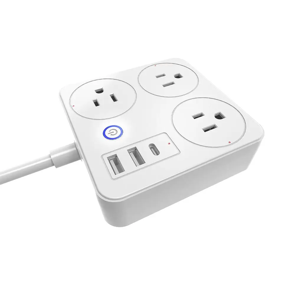 Smart Life Tuya Wifi Power Strip 1.5m Length Socket US Standard with 3 Plug and 2 USB Port Compatible With Alexa and Google