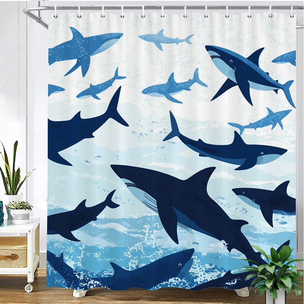 

sharks and turtles Sea Ocean style Shower Curtain Bath Curtain Printed Bathroom Curtains for Home decoration Curtain