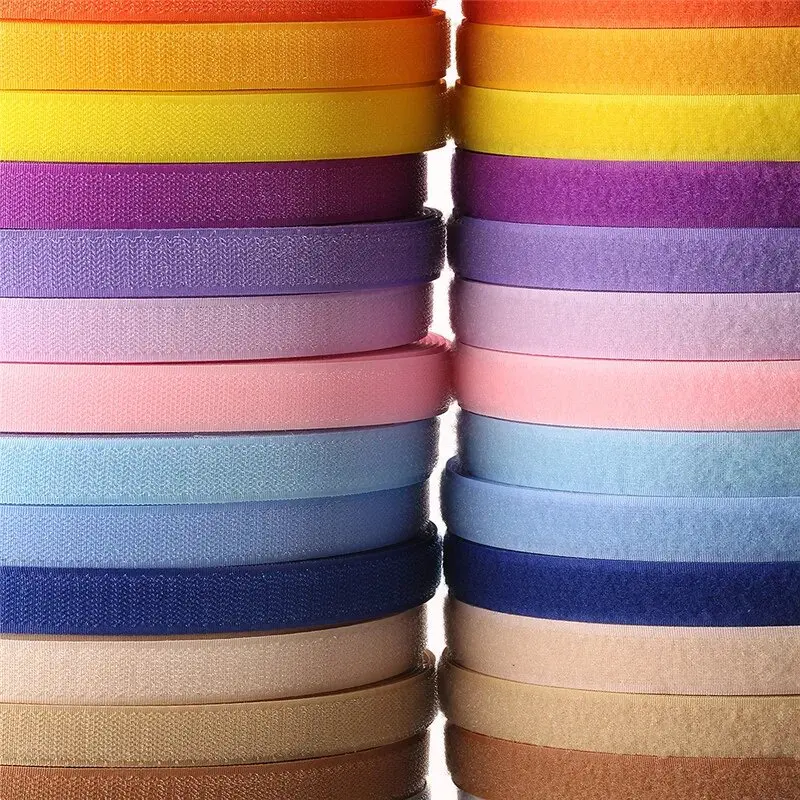 1/5meter Sew on Hook and Loop Non-Adhesive Fabric Fastener Interlocking Tape Colour Nylon Strips Sticky DIY Craft Supply 20mm