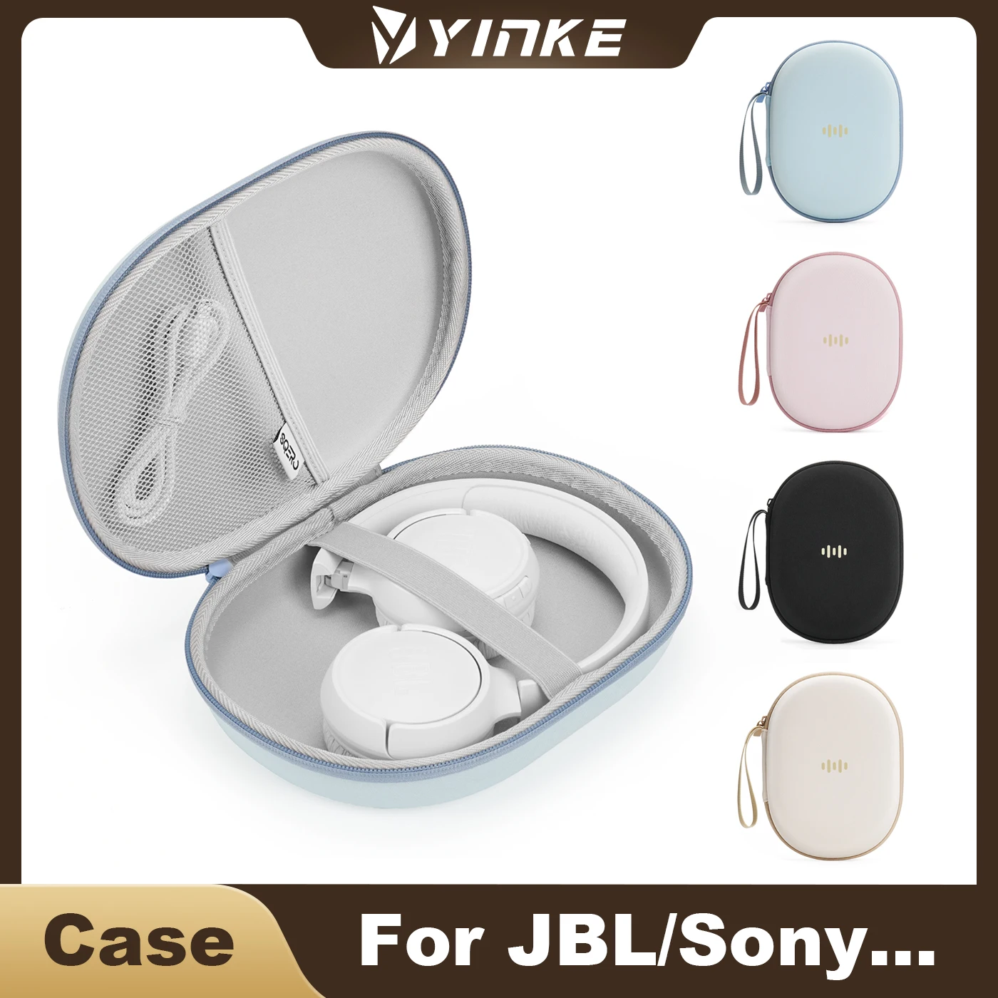Sony Headphone Wh-1000Xm4 - 半折りたたみ式ヘッドフォンハードケース JBL Tune 510/520BT、Sony WH-1000XM4、Soundcore Q30用、耐衝撃EVAシェルトラベル収納バッグ