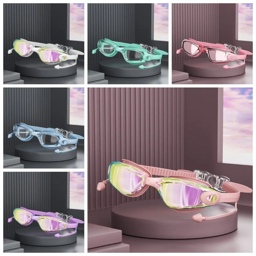 Professional Anti Fog Swimming Goggles With Earplugs Wide View Swim Glasses Waterproof HD Diving Eyewear Swimming Beginner