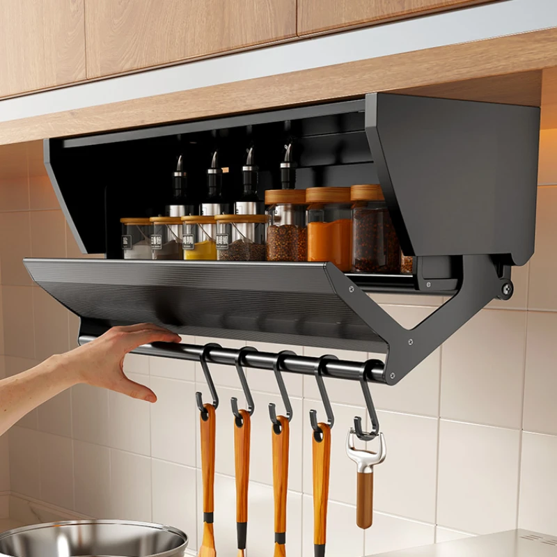 Kitchen pull-down storage rack, cabinet, basket, hanging cabinet, seasoning rack, hanging rack