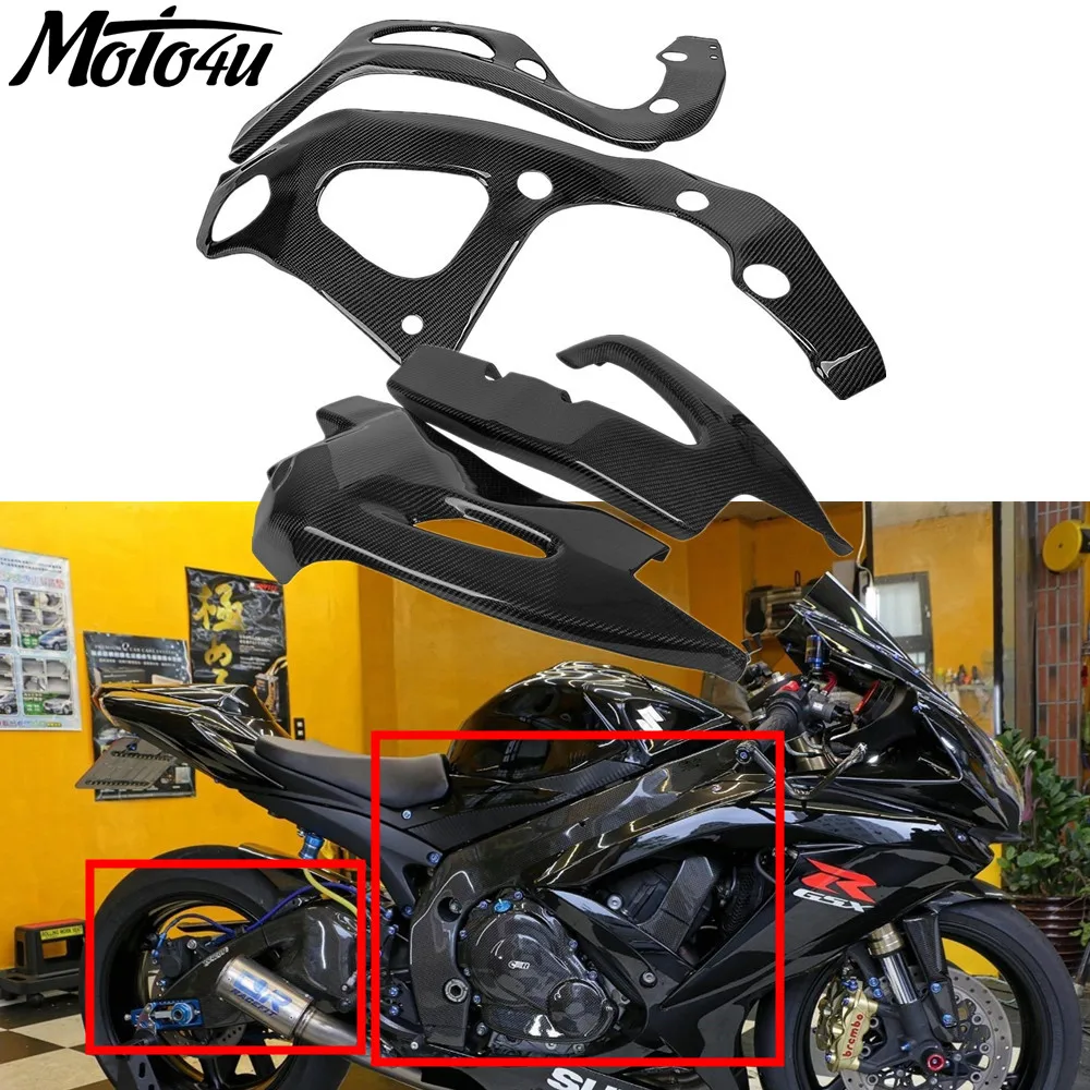 Carbon Fiber Motorcycle Frame Cover And Swingarm Cover Protector For SUZUKI GSXR600 GSXR750 2006 2007 2008 2009 2010