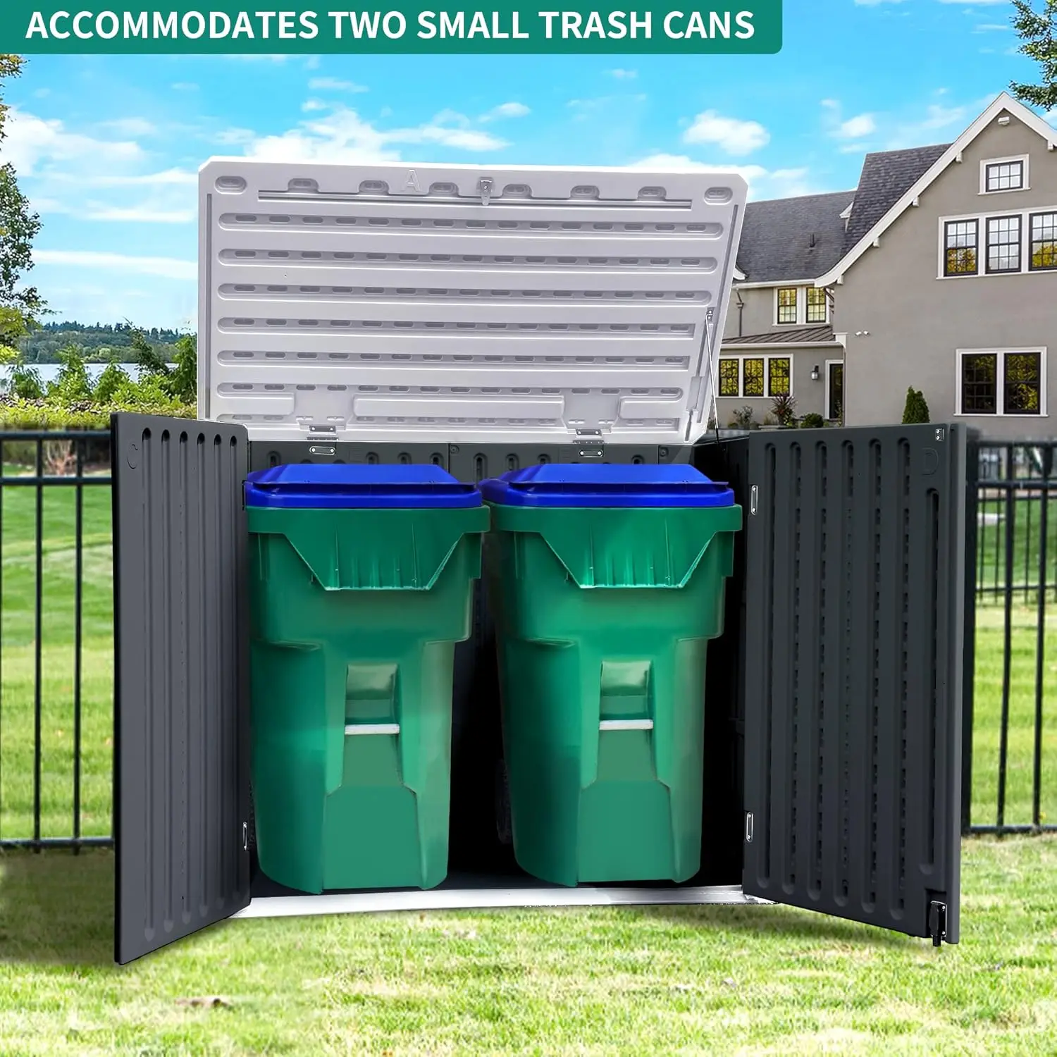 Outdoor Resin Storage Sheds 39 in Height Lockable Waterproof Horizontal Shed W/o Shelf Easy To Assemble Dark Gray