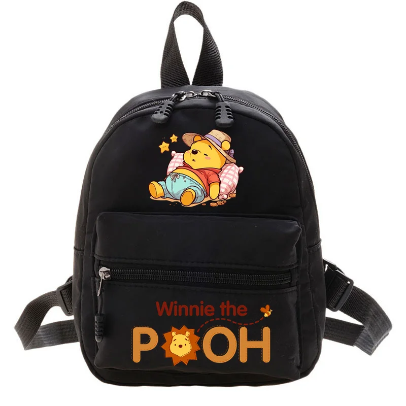 Mini mochila de dibujos animados Winnie The Pooh para mujer, bolso de hombro para niñas adolescentes, mochila escolar informal para damas de viaje