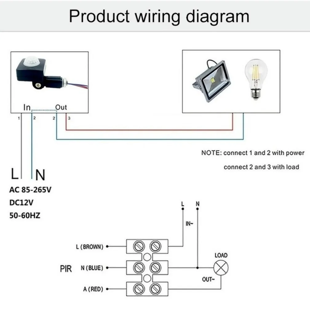 110-240V PIR Motion Sensor Switch Outdoor IP65 Waterproof With Light Sensitive PIR Motion Sensor Detector Infrared Light Switch