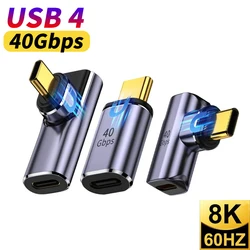 USB4.0 40Gbps USB C Elbow Magnetic Adapter OTG USB C To Type C 100W Fast Charging Magnet Converter 8K@60Hz 90 Degree adaptador