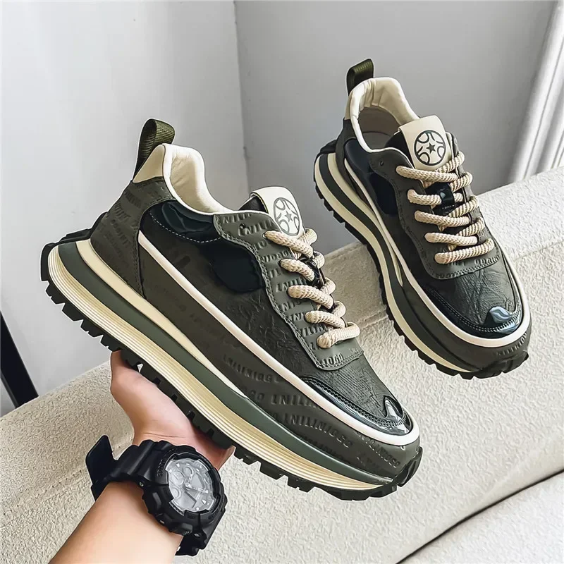 Autumn Men's Chunky Sneakers Trendy Heighing Increased Sneakers Men Thick Sole Comfortable Casual Sports Shoes Tenis Masculino