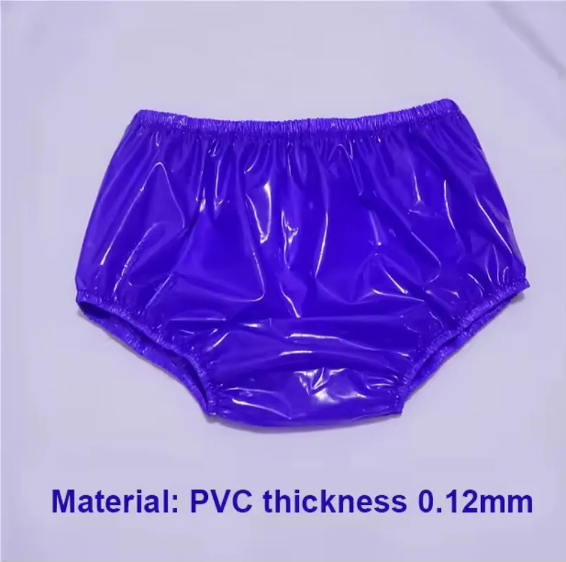 Washable Adult PVC Transparent Thick Plastic Underpants High Waist Loose Soft Silent Diaper Briefs Incontinence Panty Waterproof