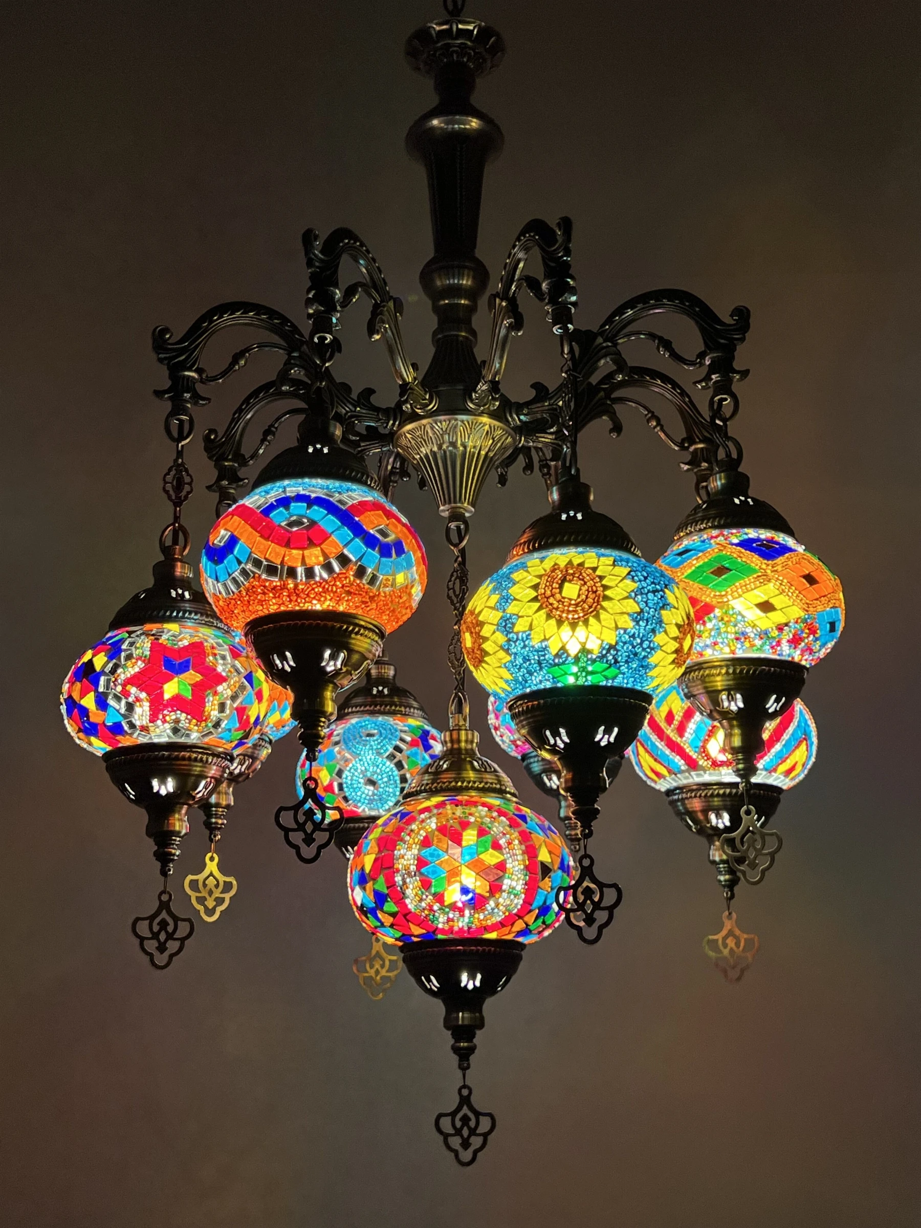 

2023 Turkish classic 9-head branch type specialty restaurant cafe hotel homestay duplex staircase chandelier