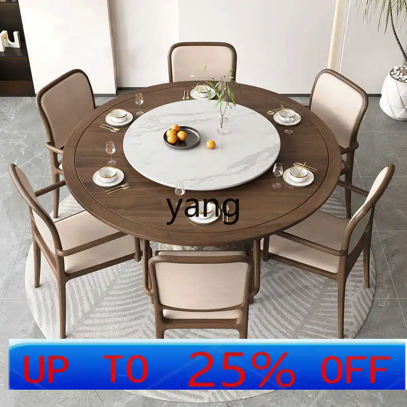 

LH water adjustment table black walnut dining table solid wood creative round dining table