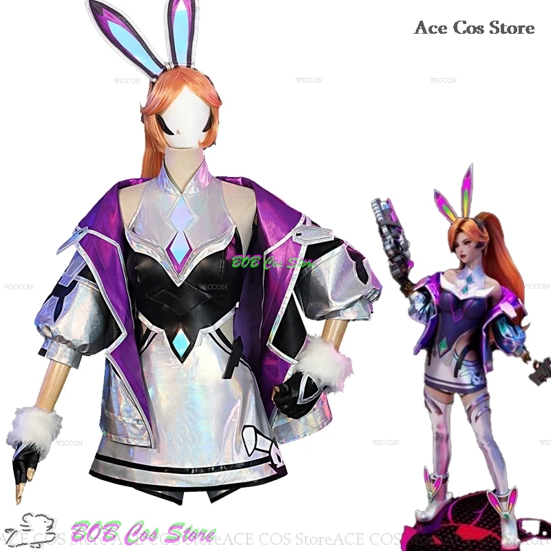 LOL Battle Bunny Miss Fortune Cosplay Costume Wig LOL Skin Suit Cosplay Costume Halloween Anime Game Full Set Women Sexy Outfit