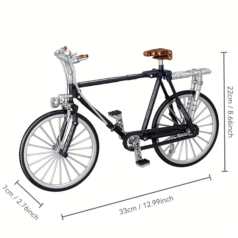 レトロなレンガバイクモデルキット カラフルなマウンテンバイク アクセサリー付き おもちゃモデル ヴィンテージ詳細な組み立てバイク装飾 1126個
