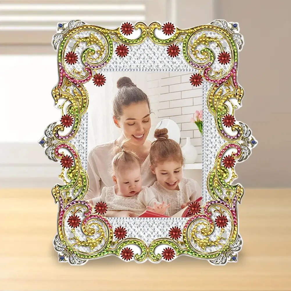 HOMFUN DIY Mosaic Art Photo Frame Kit Diamond Painting Flower 5D Rhinestones Embroidery Picture Frame Art Craft Home Decor Gift