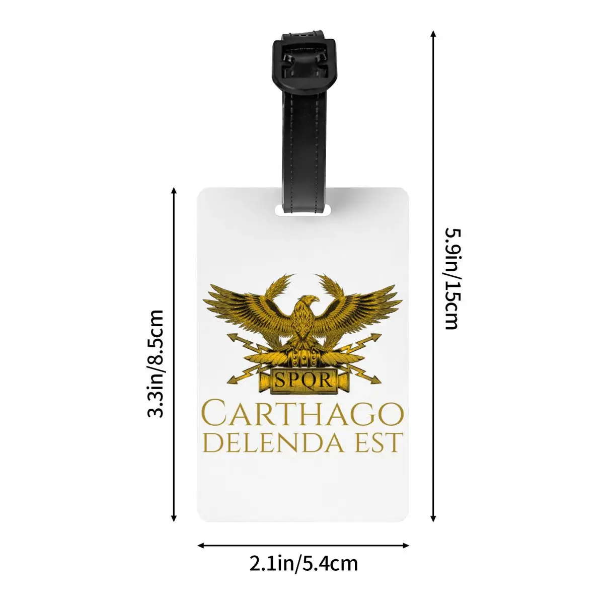 Classical Roman  Carthago Delenda Est Latin Quote Luggage Tag Imperial Golden Eagle Travel Bag Suitcase Privacy Cover ID Label