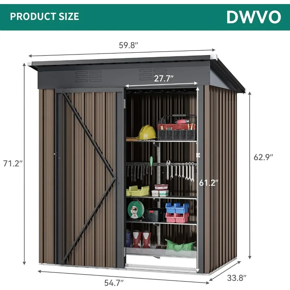 Outdoor Storage Shed 5x3FT, Heavy Duty Metal Tool Sheds Storage House with Single Lockable Door & Air Vent for Garden, Patio