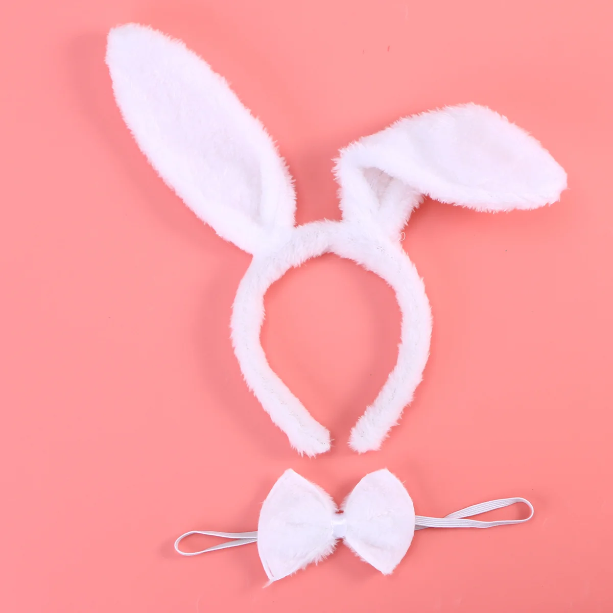 1 Set of Kids Adult Rabbit Bunny Ears Headband Bow Ties Tail Set Party Cosplay Costume (White) bunny cosplay set