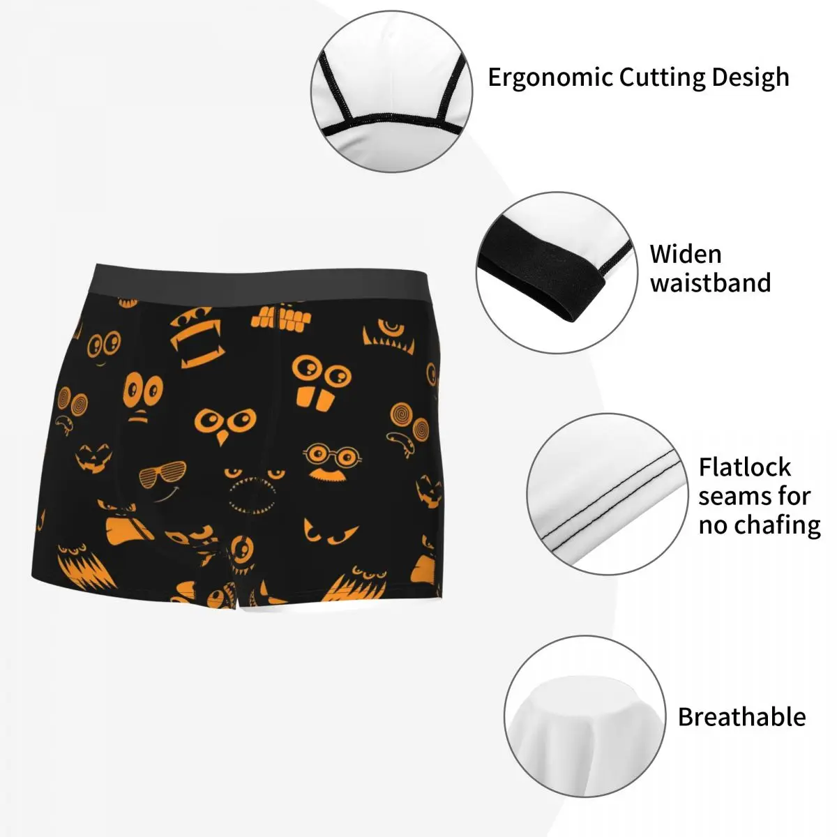 Personalizado assustador monstro olhos no escuro festa de halloween oco boxers shorts cuecas masculinas moda cuecas