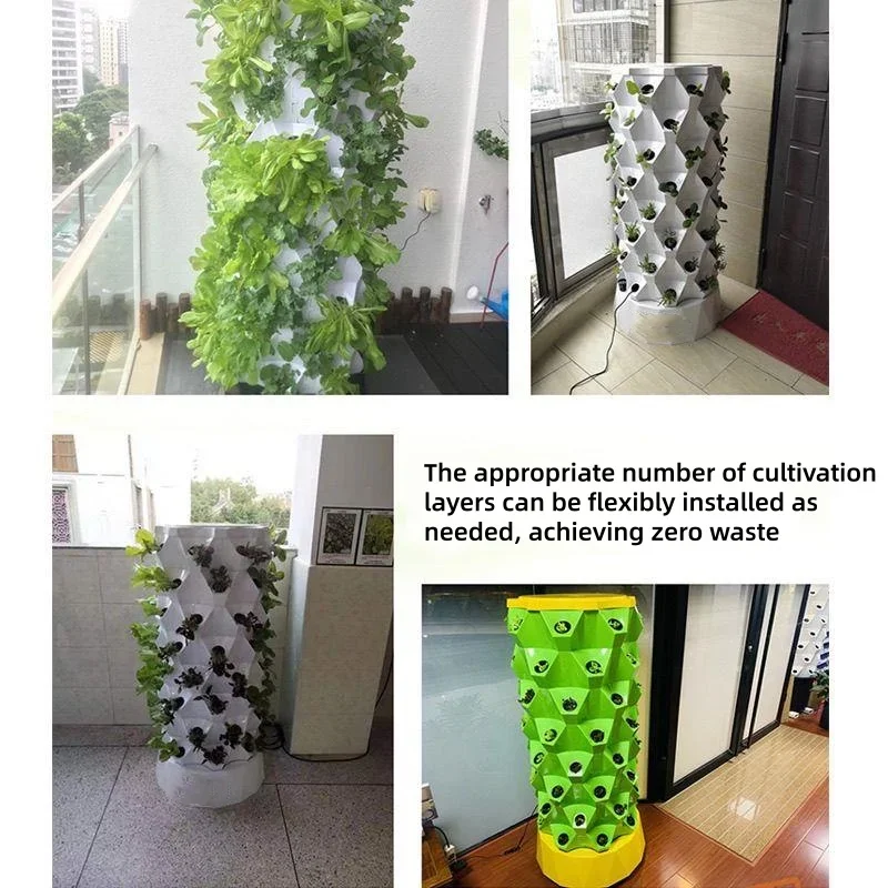Vertical Hydroponic Growing Tower, Pineapple Shape Aeroponics Planter, Stackable Soilless Cultivation System for Greenhouse