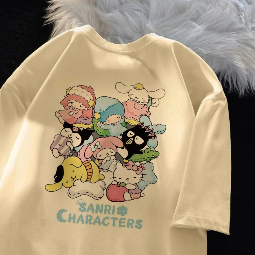 Cotton Sanrio Laurel Dog Print Cute Everything T-shirt Breathable Fashionable Versatile Comfortable Sleeve Top Large Clothes Tee