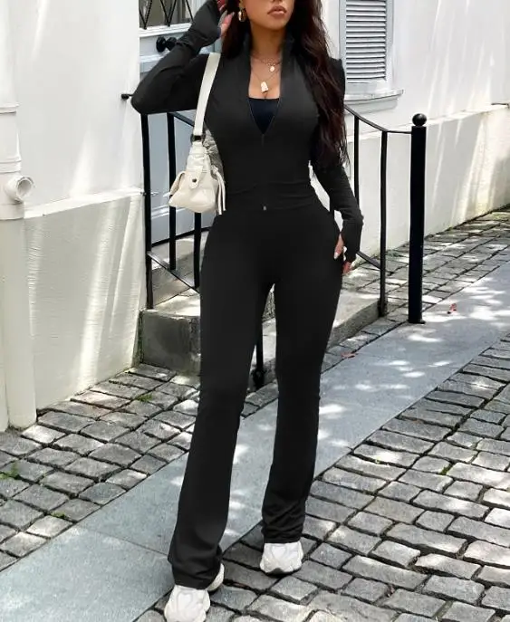 

Women's Clothing 2025 Autumn/winter Sports Style Long Sleeved Jacket Yoga Pants Set Fashionable Slim Fit Elegant Long Pants Set