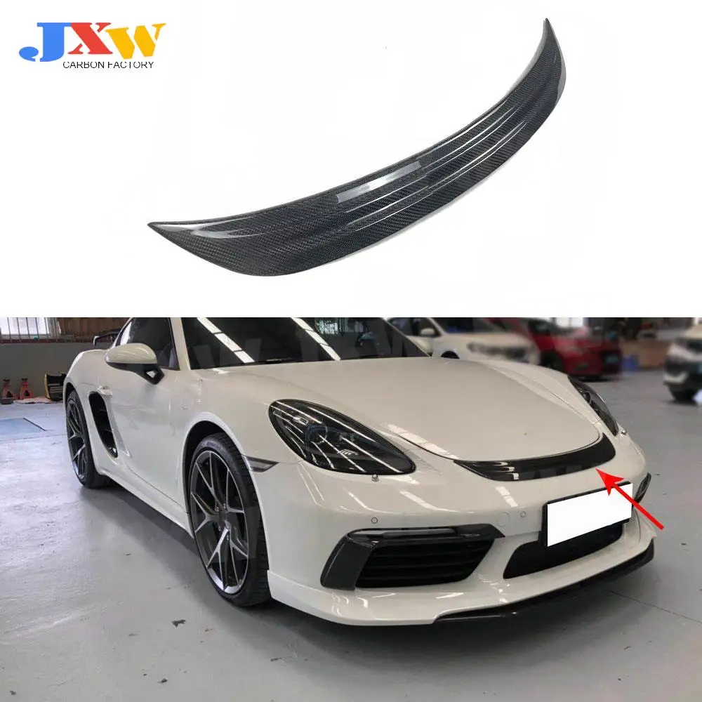 Carbon Fiber Front Bumper Engine Hood Air Vent Trim Grill Cover Sticker fit for Porsche 718 Cayman Boxster 2016-2019