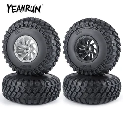 YEAHRUN 4Pcs 2.2 inch Metal Alloy Beadlock 41mm Wheel Rims & 140mm Rubber Tires for Axial Wraith RBX10 1/10 RC Crawler Car