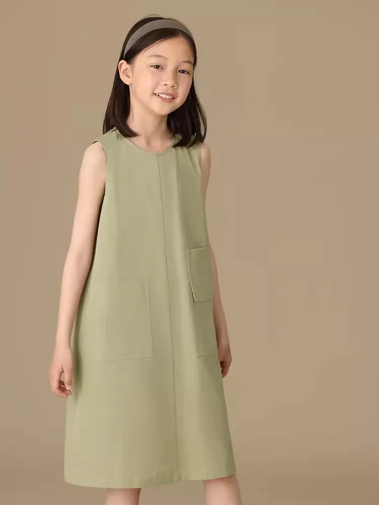 

New Summer Product Skin-friendly Pure Cotton Fashionable Workwear Style Parent-child Style Sleeveless Vest Dress for Women