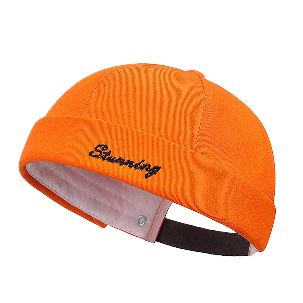 Fashion Hip Hop Beanie Street Hat Cotton Letter Embroidery Skullcap Adjustable Solid Color Brimless Docker Cap for Men Women