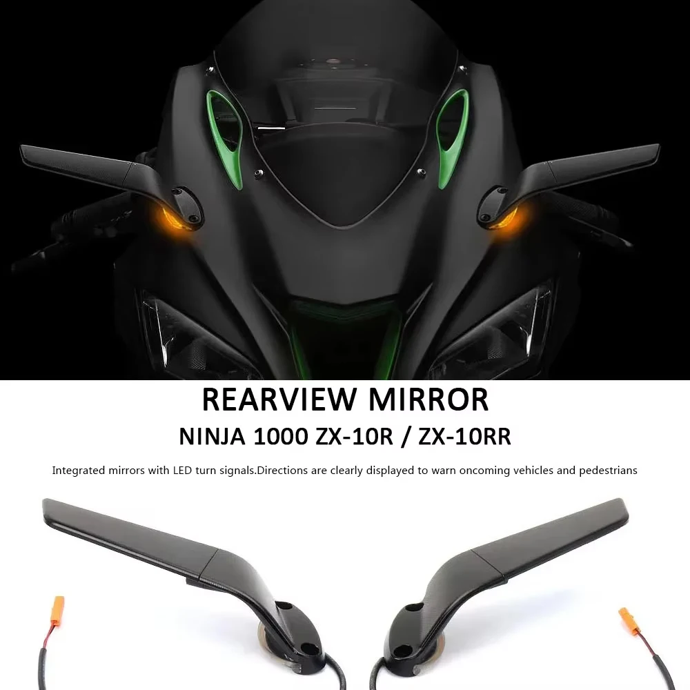 ZX 10RR ZX-10R  Wind Wing Motorcycles Adjustable Rotating For Kawasaki Ninja 1000 ZX-10RR ZX10R Rearview Mirror With LED Light
