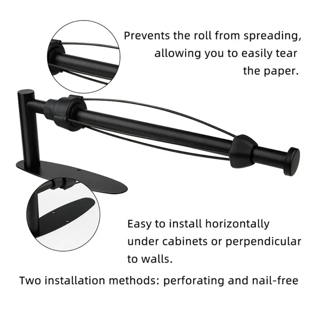 

Stainless Steel Paper Roll Holder Wall Mounted Adhesive Mount Paper Towel Holder Punch-free No-Drill Storage Rack