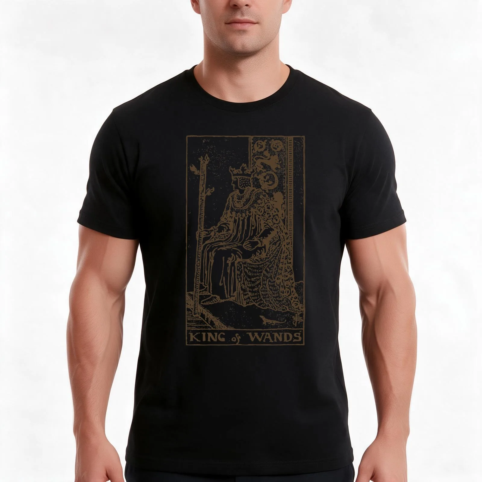 King of Wands T-Shirt, Summer Casual Cotton Tee, Oversized Streetwear Tops, Vintage Graphic Print, Loose Fit Short Sleeve
