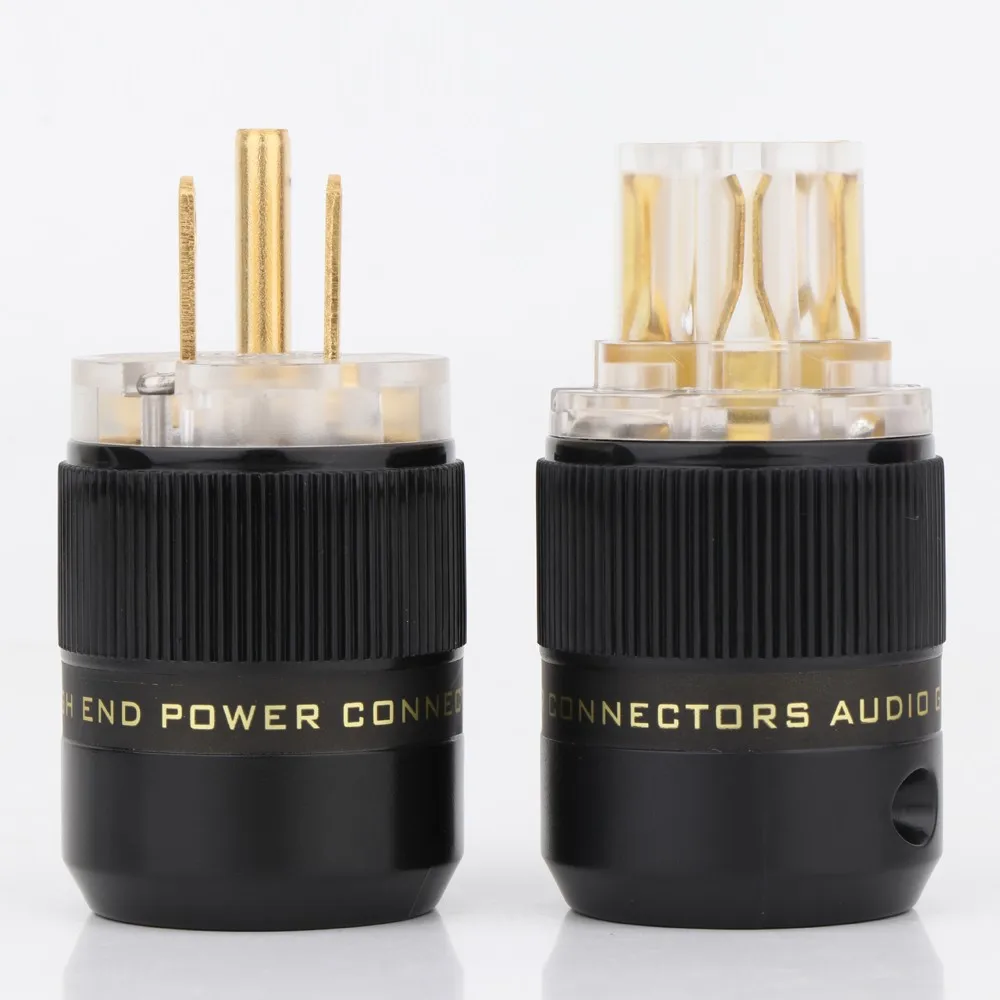Paar P078T/C078T Messing Gold/Rhodiniert US-Version AC Netzstecker HiFi Audio Anschlüsse Adapter Jack Versorgung Stromkabel – Detail 1