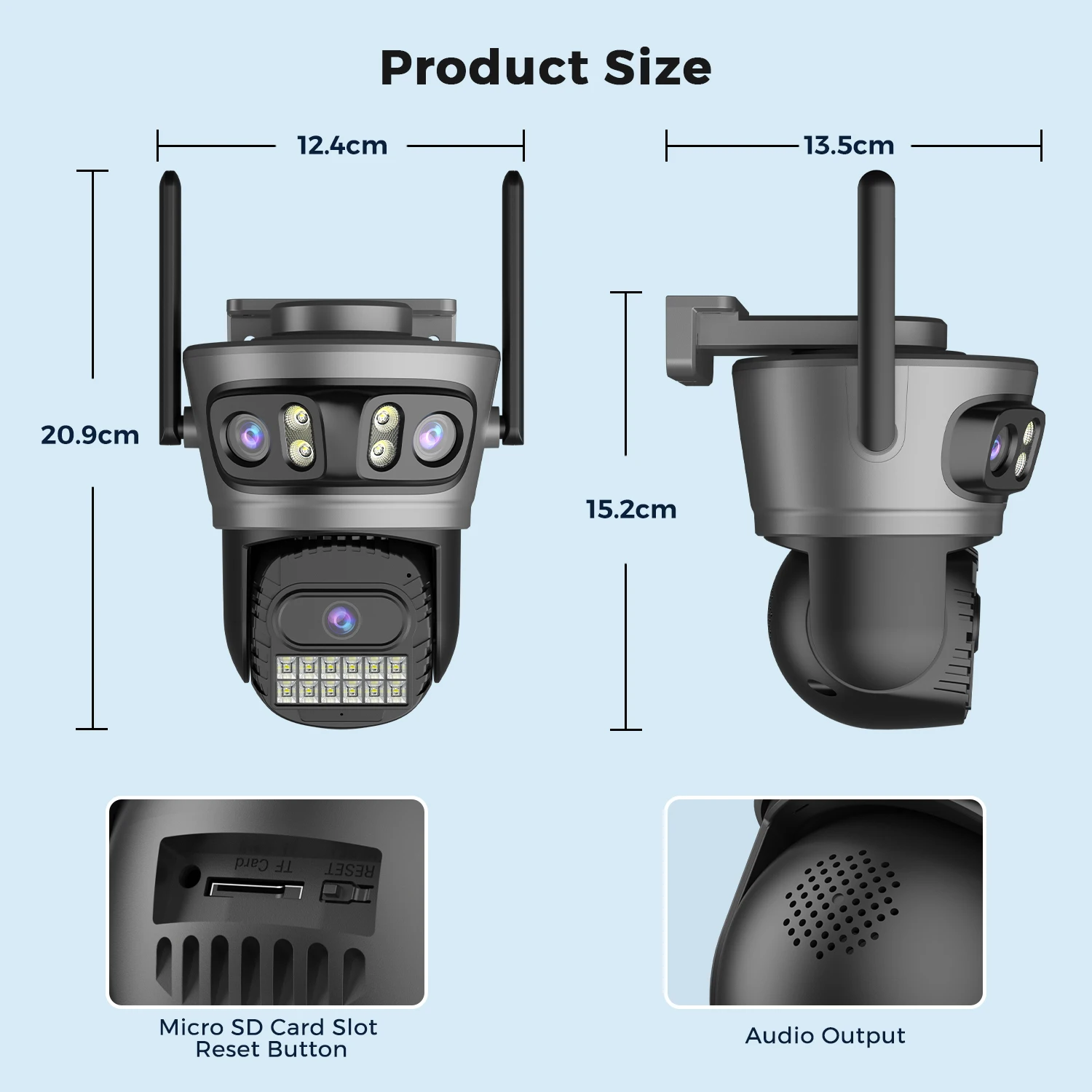O-Kam Pro 15MP WLAN-Außenkamera mit automatischer Verfolgung, mehreren Bildschirmen, 5-fachem Digitalzoom, PTZ-Funktion, Sicherheits-CCTV-Überwachung – Detail 3