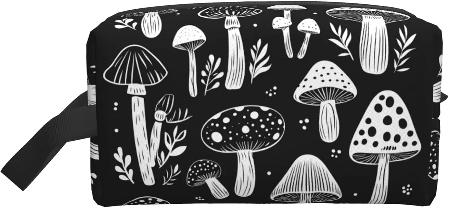 Gothic Travel Toiletry Bag for Women Men Waterproof Makeup Pouch Wash Bags Accessories Organizer Art Mushroom view 2