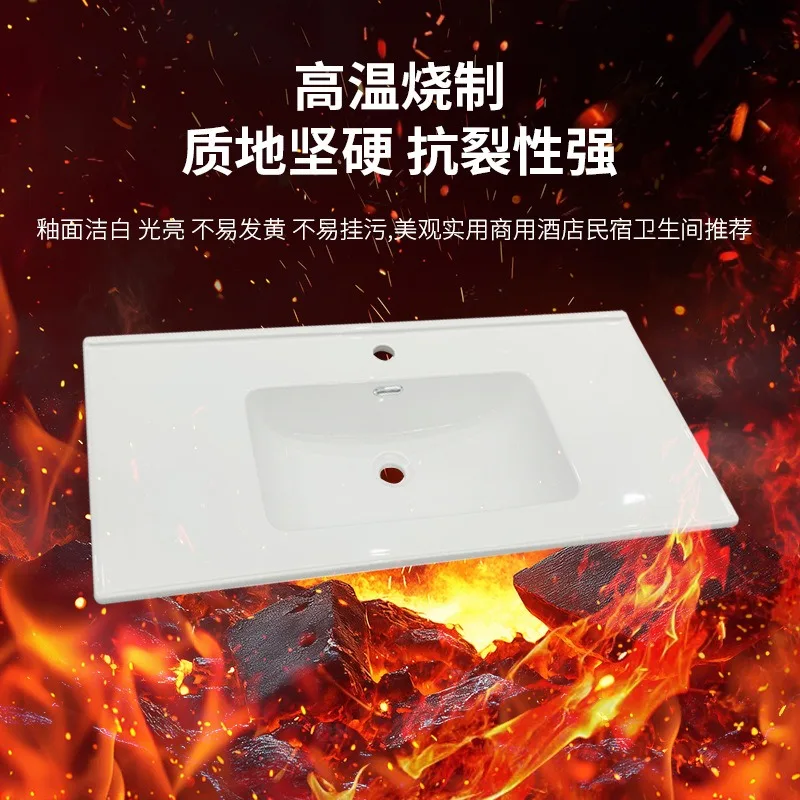 Simple ceramic integrated basin, thin edge ceramic bathroom embedded wash