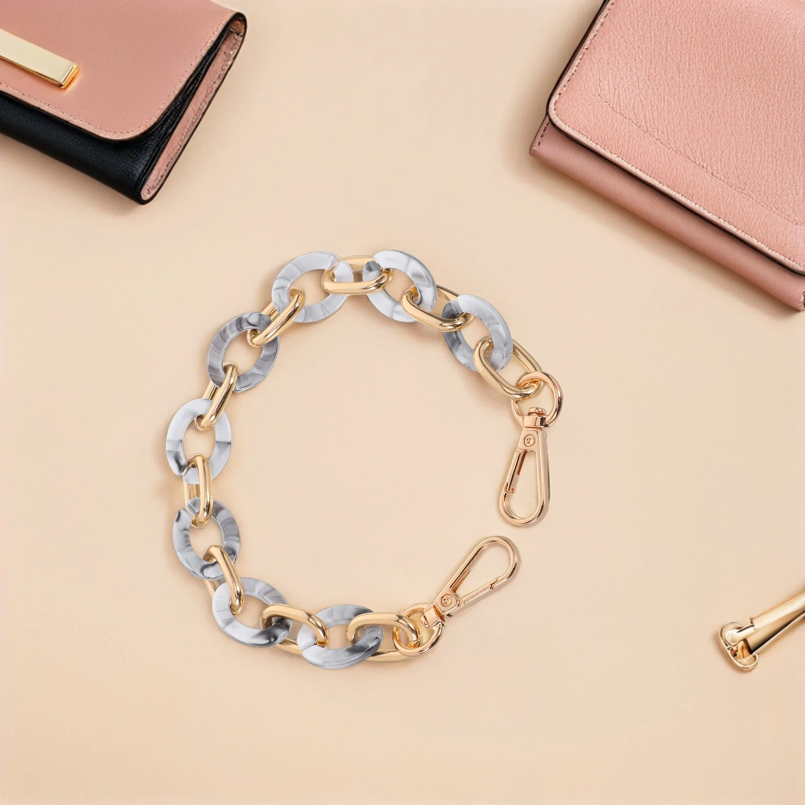

Wallet Chain Handle Acrylic Purse Strap DIY Bag Replacement Leopard Print Handbag