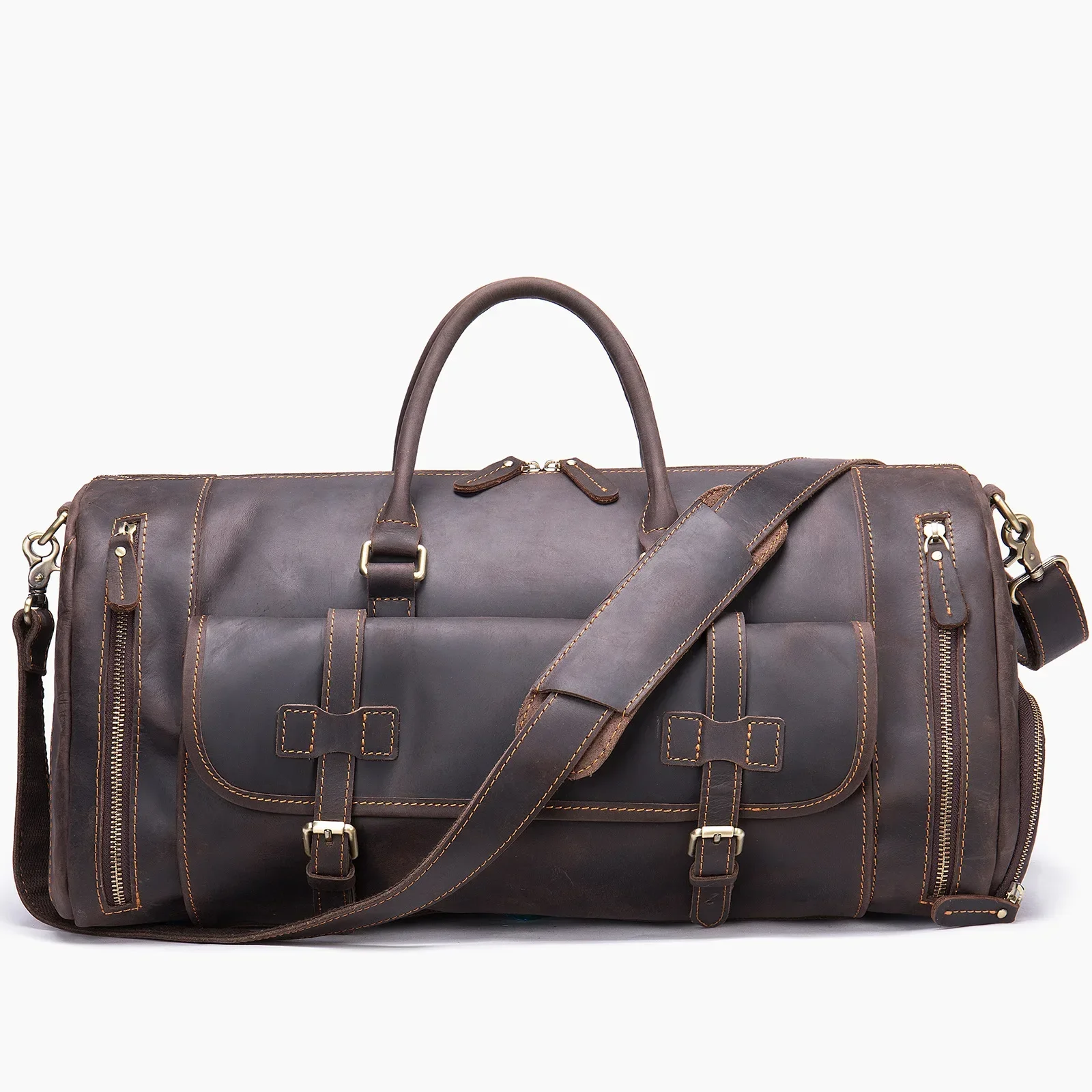 

Travel bag, big crazy horse leather multifunctional，large capacity men's leather handbag, top layer cowhide travel luggage bag