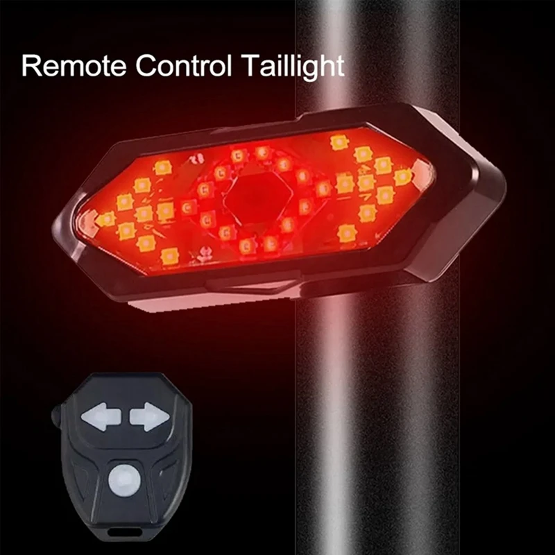 Luz de sinal de volta de bicicleta inteligente remoto luzes traseiras led usb recarregável lâmpada de bicicleta sem fio aviso luz da cauda