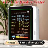 6 In 1 PM2.5 PM10 HCHO TVOC CO CO2 Air Quality Detector CO CO2 Formaldehyde Monitor Home Office Air Quality Tester