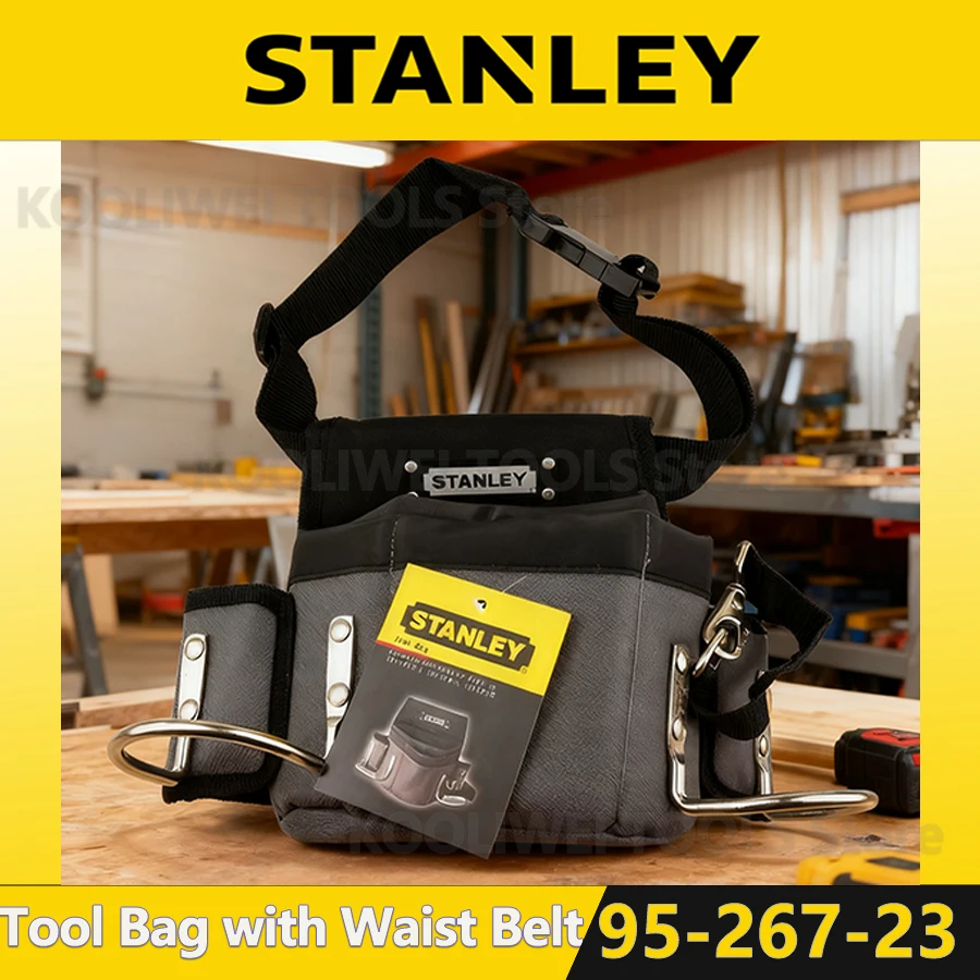 STANLEY 95-267-23 Repair Tool Bag with Waist Belt & 4 Pockets 2 Slots Multi-function Tool Storage Bag