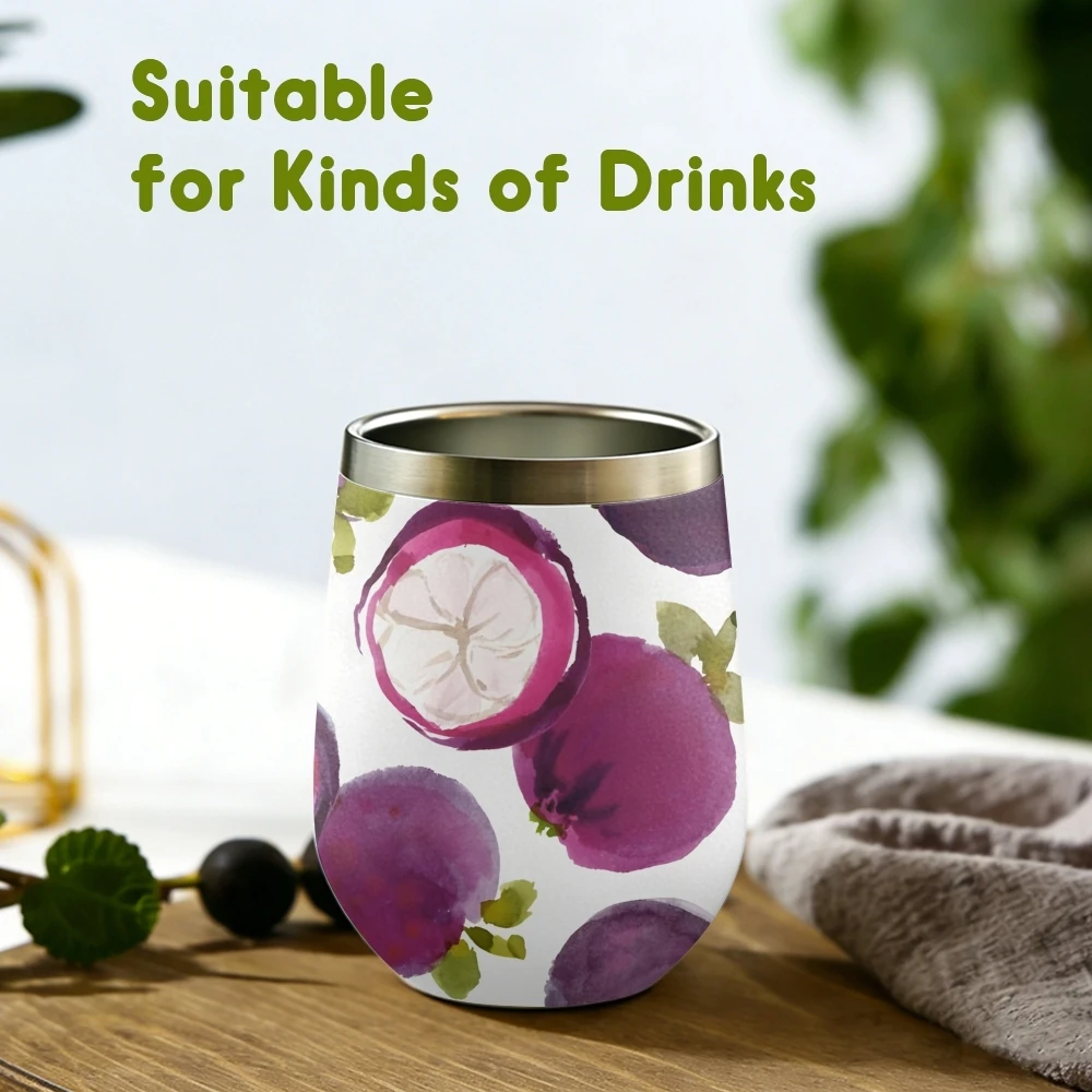 Fruit Mangosteen Vacuum Flasks 12oz Insulated with Lid Double Wall Vacuum Stainless Steel Cup Hot & Cold Drink Mug Gift