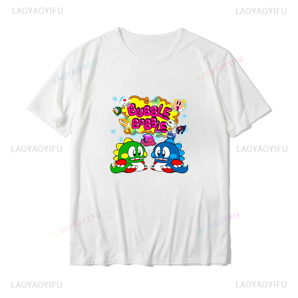 Bubble Bobble Print Casual T-shirt Graphic Retro Game Street Wear A Comfortable Summer Short-sleeved Crew-neck Top