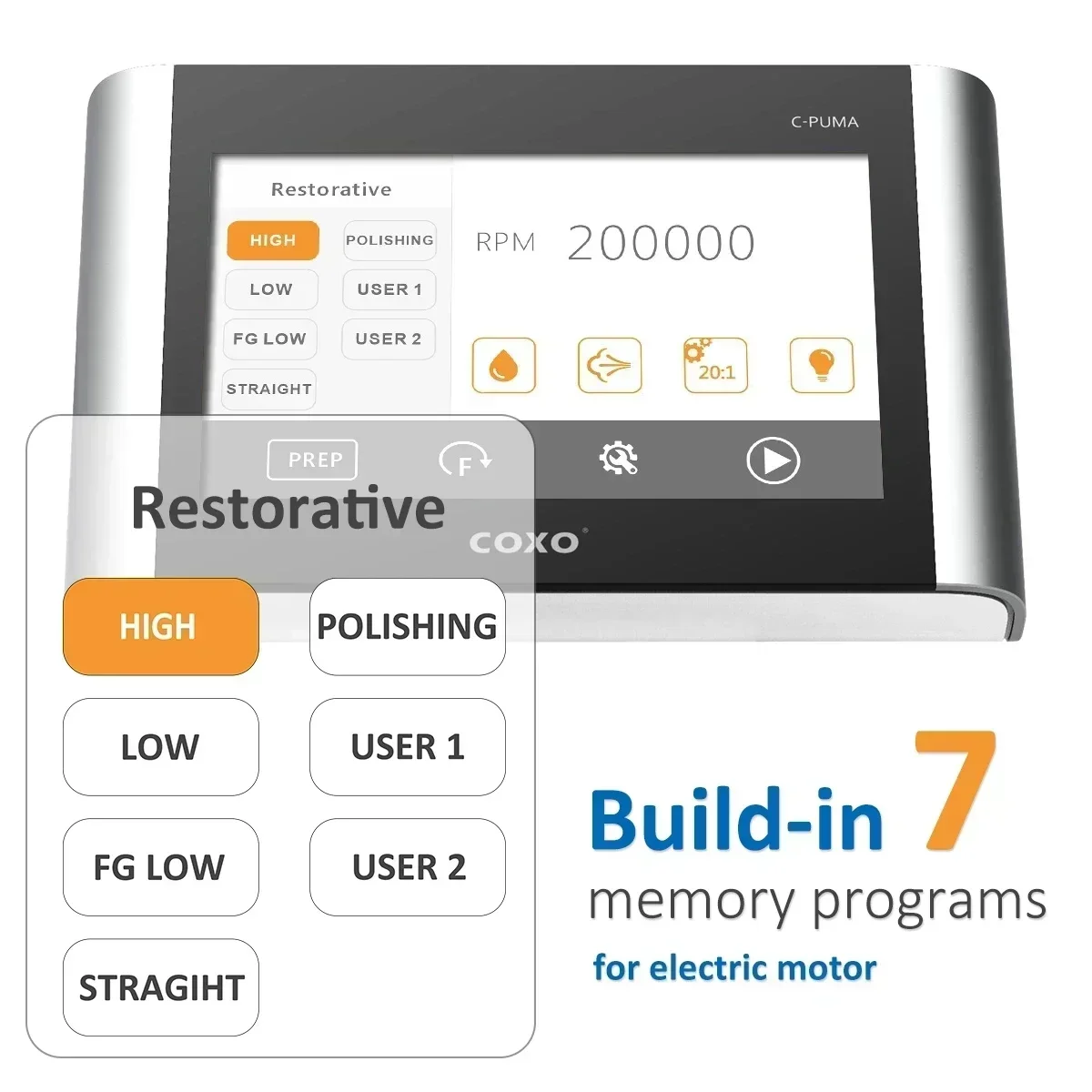 COXO C-Puma Master-Elektromotor mit integriertem Endo-Dual-Use-Tech aus der Schweiz, bürstenloser Motor, LED-Licht, 1:5 Übersetzungsverhältniswinkel