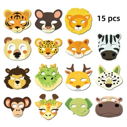 15 Pcs Jungle Safari Masks Birthday Party Dress-Up Masks Eco-Friendly Themed Supplies Animal Masks Costume Parties Masks