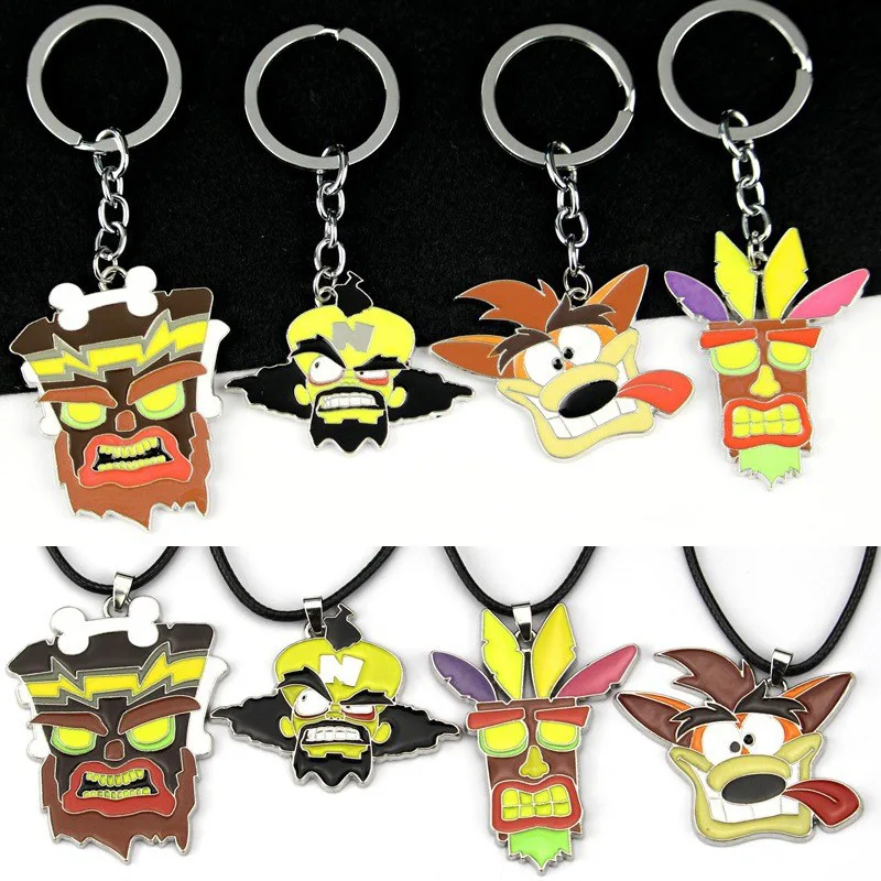 LLavero de juego de Anime Crash Bandicoot, llaveros de animales de dibujos animados, llavero de Metal, bolsa de coche, llavero, joyería